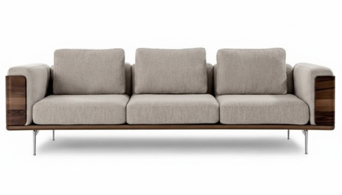 Sofá para sala de estar de lujo, diseño moderno con reposabrazos, diseño de tres plazas.