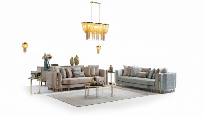 Elegante conjunto de sofás 2x Sofás Muebles de diseño clásico con reposabrazos 4+3