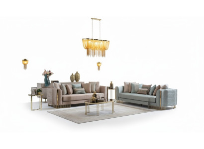 Elegante conjunto de sofás 2x Sofás Muebles de diseño clásico con reposabrazos 4+3