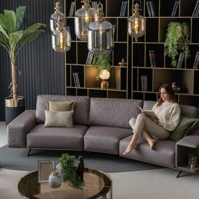 Sofá XXL Mobiliario tapizado Sofá redondeado Sofás grandes de 363 cm