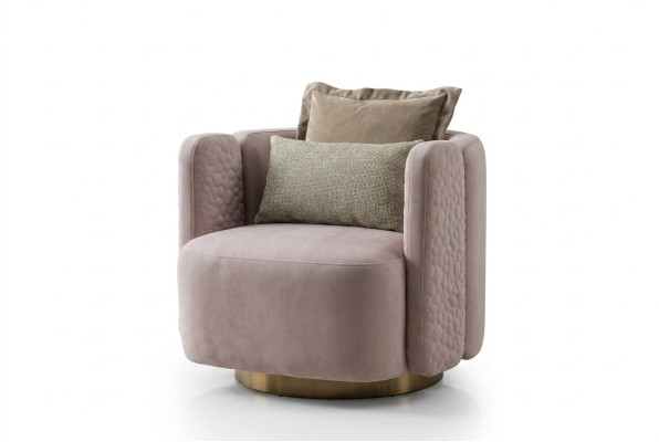 Sillones elegantes de sala de estar en rosa, muebles de club lounge de madera modernos.