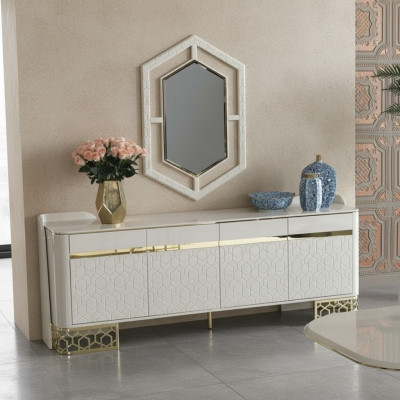 Aparador de diseño moderno de lujo para sala de estar, mueble de alta calidad con espejo, juego de 2 piezas.