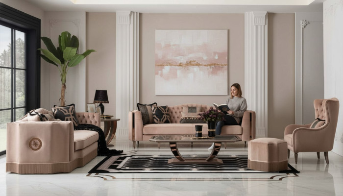 Conjunto de sofás de lujo 4+3+1 juego de sillones diseño moderno muebles Chesterfield