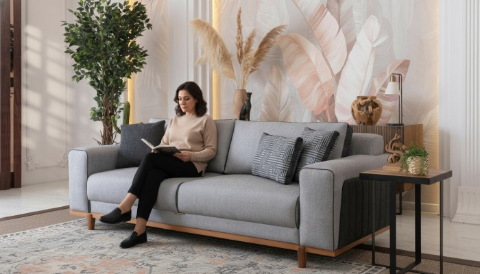Gran sofá de tela de 242 cm Sofá Acolchado Muebles Textiles Sofás de tela decoración