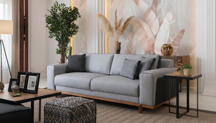 Gran sofá de tela de 242 cm Sofá Acolchado Muebles Textiles Sofás de tela decoración