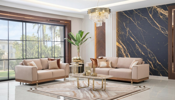 Conjunto de salón de lujo, juego de 3+2 sofás, cojines de asientos, conjuntos de muebles.