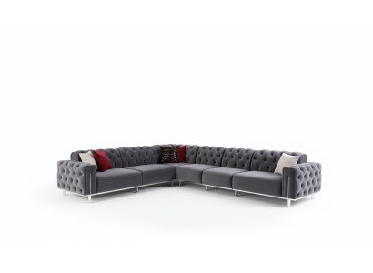 Sofá esquinero moderno en forma de L para sala de estar, color gris, madera, textil, sofás.