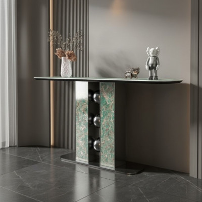 Mesa consola de lujo moderna, diseño de madera gris para sala de estar, muebles nuevos.