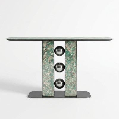 Mesa consola de lujo moderna, diseño de madera gris para sala de estar, muebles nuevos.