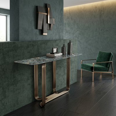 Consola de madera mesa consola de lujo mesas consola diseño acero inoxidable