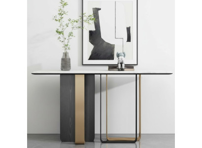 Mesa de consola de madera diseñada, mesa de consola moderna de salón.