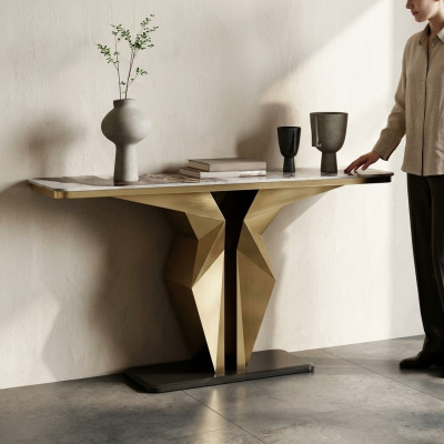 Diseño de lujo, mesa consola, aparador dorado, muebles de salón nuevos.