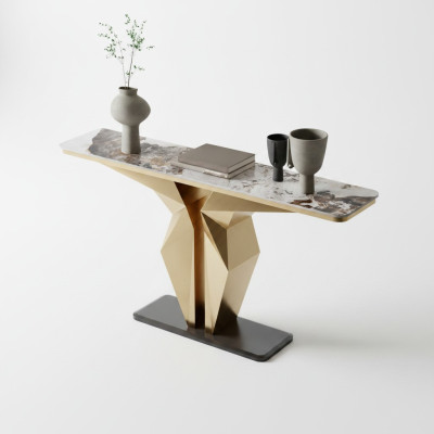 Diseño de lujo, mesa consola, aparador dorado, muebles de salón nuevos.