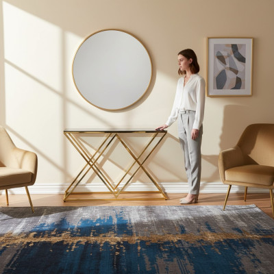 Mesa de consola, mesa de diseñador, mesa de sala de estar, muebles de lujo, mesa auxiliar