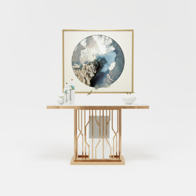 Diseñador de lujo Mesa consola Consolas Acero inoxidable Diseño Dorado Moderno Nuevo
