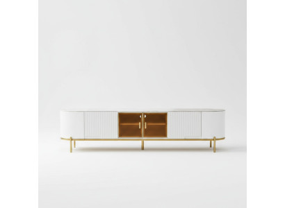 Mueble de TV de lujo bajo, soporte de TV, aparador, de madera blanco moderno para la sala de estar.
