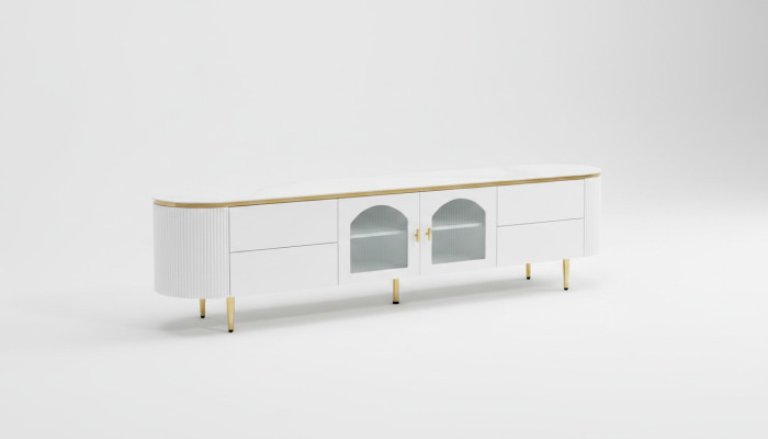 Mueble de TV ovalado soporte bajo rtv aparador de televisión mueble de sala de estar en madera