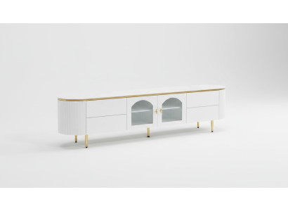 Mueble de TV ovalado soporte bajo rtv aparador de televisión mueble de sala de estar en madera