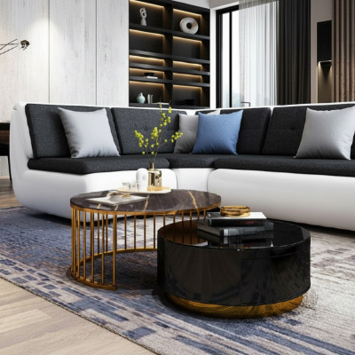 Mobiliario moderno de mesa de café Salón muebles negro Mesas.