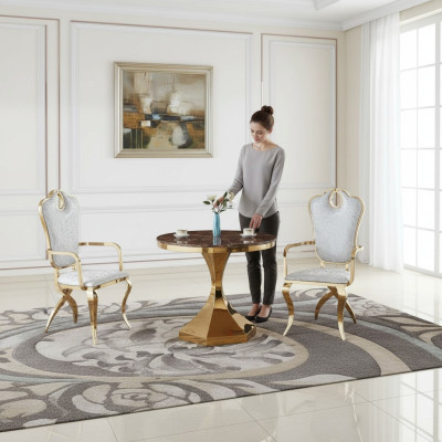 Mesa de comedor muebles de lujo madera moderna acero inoxidable diseño de sala de estar nuevo oro