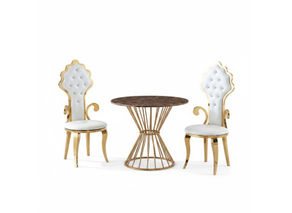 Mesa de comedor Mesa de café Sala de estar Oro Lujo Diseño Mesa redonda Acero inoxidable