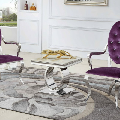 Mesa de centro Diseño Estilo Plata Mesa Sala de estar Muebles modernos Acero inoxidable