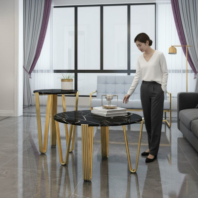 Diseño de sala de estar Mesa de café Muebles Mesa Lujo Mesa auxiliar Moderno
