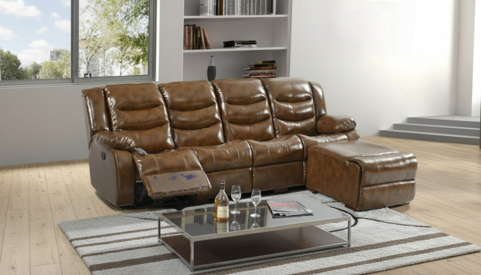 Muebles de lujo sofá de 4 plazas con puf diseño de sofá acolchado relajante sala de estar.