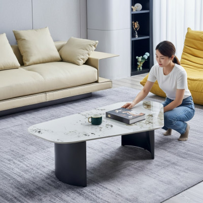 Mesa de centro Mesa de diseño de lujo de café en mármol para sala de estar. Nueva.