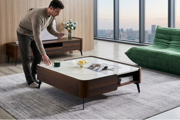 Lujo Italia Café mesa de centro Madera real Mesas de diseñador Muebles
