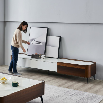 Soporte de TV RTV Lowboard Blanco Mesa de Madera Moderna Aparador de Sala de Estar