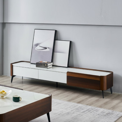 Soporte de TV RTV Lowboard Blanco Mesa de Madera Moderna Aparador de Sala de Estar