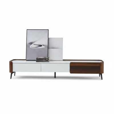 Soporte de TV RTV Lowboard Blanco Mesa de Madera Moderna Aparador de Sala de Estar