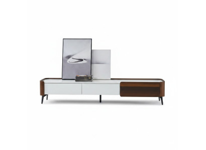 Soporte de TV RTV Lowboard Blanco Mesa de Madera Moderna Aparador de Sala de Estar