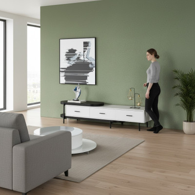 Mueble de sala de estar mueble de pared rtv aparador de madera blanco muebles nuevos diseño moderno