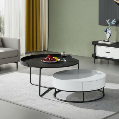 Sofá Mesa Café Auxiliar Diseño Lujo Mesas Redondas 2x Set Moderno Nuevo