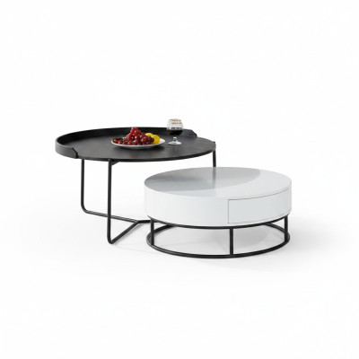 Sofá Mesa Café Auxiliar Diseño Lujo Mesas Redondas 2x Set Moderno Nuevo