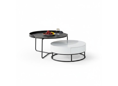 Sofá Mesa Café Auxiliar Diseño Lujo Mesas Redondas 2x Set Moderno Nuevo