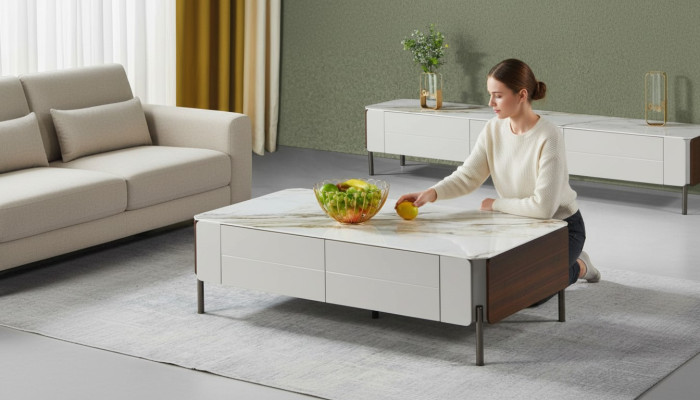 Mesa de centro Mesa Muebles Lujo Mesa auxiliar Madera Moderno Diseño de sala de estar