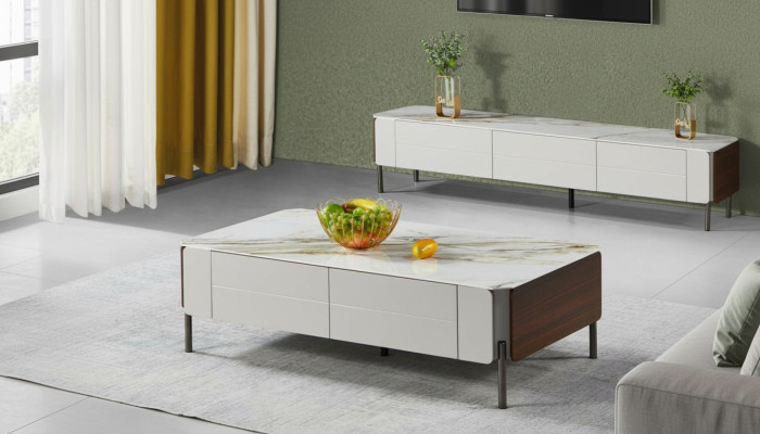 Mesa de centro Mesa Muebles Lujo Mesa auxiliar Madera Moderno Diseño de sala de estar