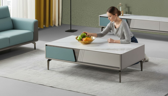 Mesa de centro Diseño de mesas Mesa Sala de estar Mesa de madera Gris Nuevo