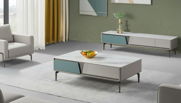 Mesa de centro Diseño de mesas Mesa Sala de estar Mesa de madera Gris Nuevo