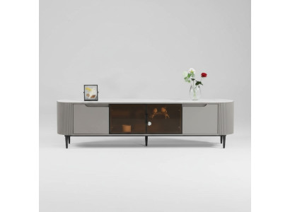 Mueble de televisión RTV en gris de madera de diseño de lujo para la sala de estar.