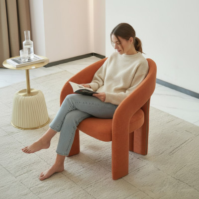 Sillón naranja sala de estar sillón individual mueble tapizado lounge relajante.