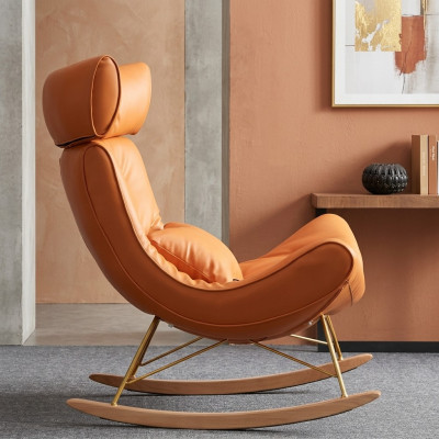 Sofá de diseño sillón sofá tapizado de lujo de cuero sintético de 1 lugar nuevo naranja