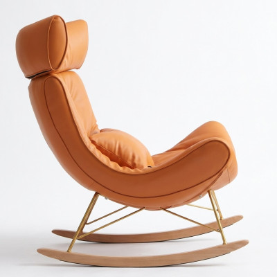 Sofá de diseño sillón sofá tapizado de lujo de cuero sintético de 1 lugar nuevo naranja