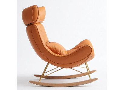 Sofá de diseño sillón sofá tapizado de lujo de cuero sintético de 1 lugar nuevo naranja
