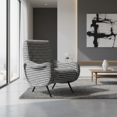 Sillón de diseño moderno de sala de estar de lujo, muebles de sillón tapizado de relajación de club.