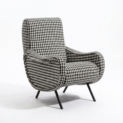 Sillón de diseño moderno de sala de estar de lujo, muebles de sillón tapizado de relajación de club.