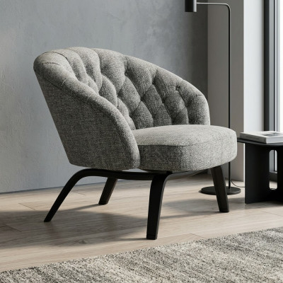 Tapizado elegante de madera maciza con costuras en Chesterfield de carbón.